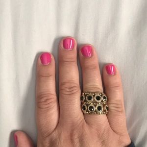 Stretchy black and gold ring